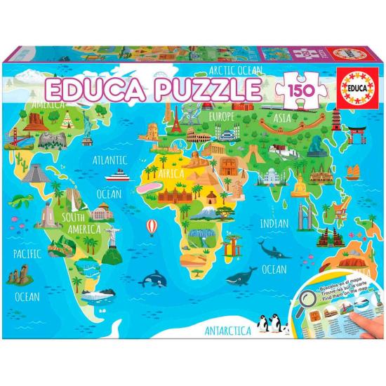 Puzzle Educa World Map Monuments 150 Peças