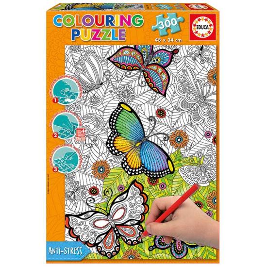Puzzle Educa Borboletas Colora-me 300 Peças