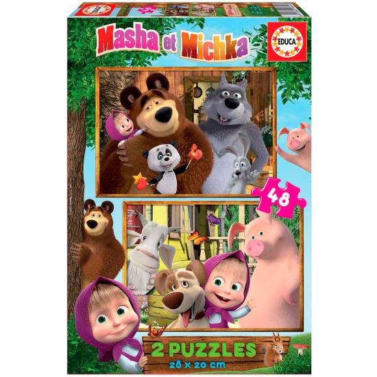 Puzzle Educa Masha e Michka 2 x 48 peças
