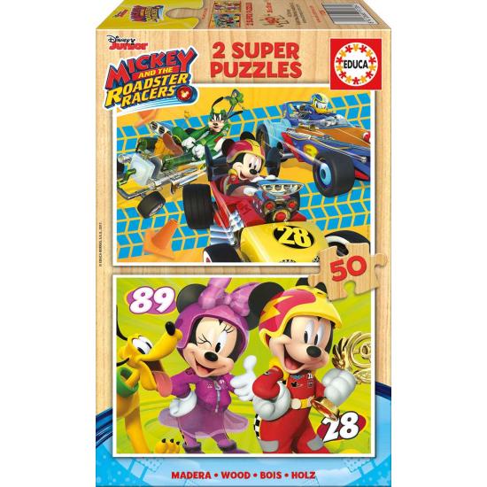 Puzzle Educa Mickey e os Super Pilotos 2 x 50 Pzs Madeira
