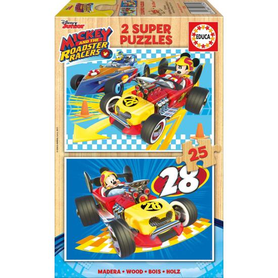 Puzzle Educa Mickey e os Super Pilotos 2 x 25 Pçs Madeira