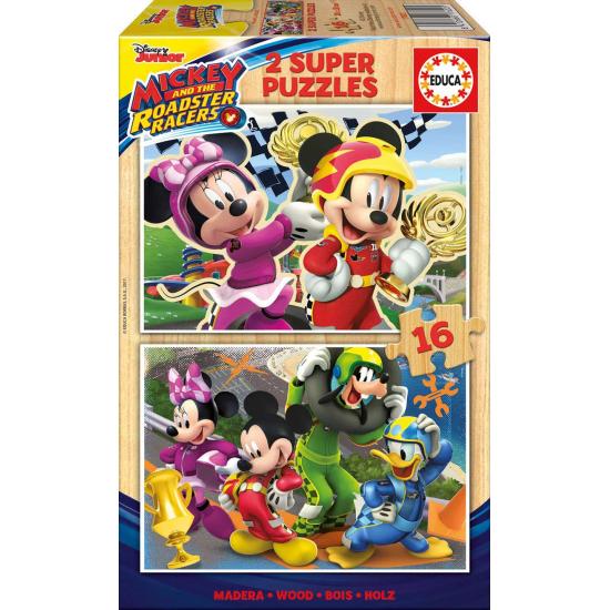 Puzzle Educa Mickey e os Superpilotos 2 x 16 Pcs Madeira