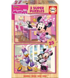 Puzzle Educa Minnie Happy Helpers 2 x 25 peças madeira