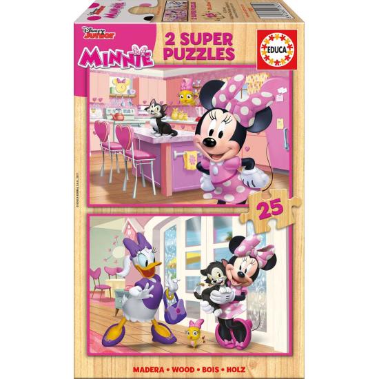 Puzzle Educa Minnie Happy Helpers 2 x 25 peças madeira Puzzle Educa Minnie Happy Helpers 2 x 25 peças madeira