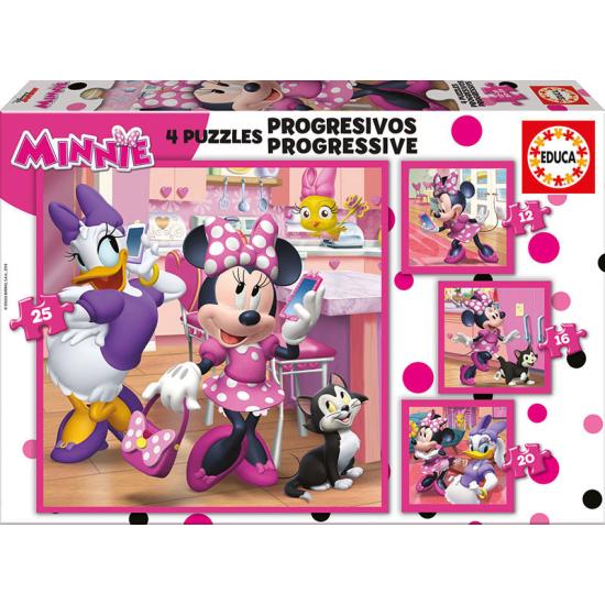 Puzzle Educa Minnie Progressive Happy Helpers 12+16+20+25 Pz