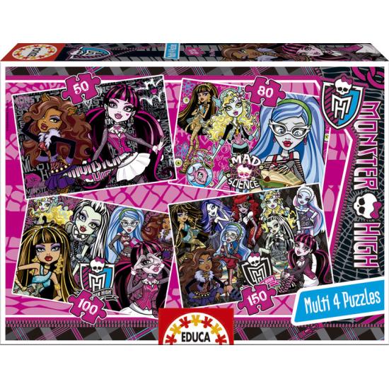 Puzzle Educa Monster High Multi 4 Progressivo 50+80+100+150