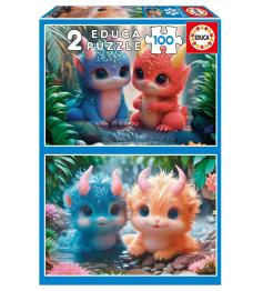 Puzzle Educa Monstros Adoráveis 2 x 100 Peças