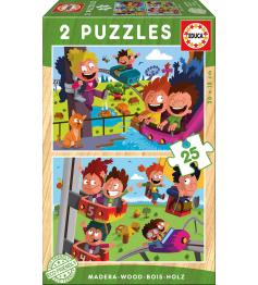 Parque de Diversões Puzzle Educa 2 x 25 Peças de Madeira