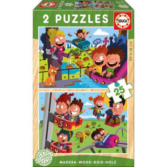 Parque de Diversões Puzzle Educa 2 x 25 Peças de Madeira