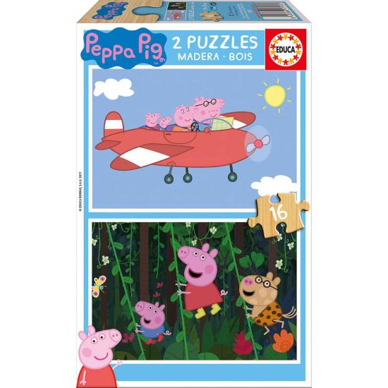Puzzle Educa Peppa Pig 2 x 16 peças de madeira