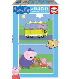 Puzzle Educa Peppa Pig 2 x 9 peças de madeira