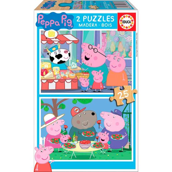 Puzzle Educa Peppa Pig 2 x 25 peças de madeira Puzzle Educa Peppa Pig 2 x 25 peças de madeira