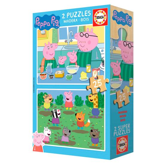 Puzzle Educa Peppa Pig de 2 x 25 peças de madeira Puzzle Educa Peppa Pig de 2 x 25 peças de madeira