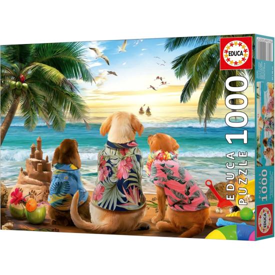 Puzzle Educa Cães na Praia 1000 Peças