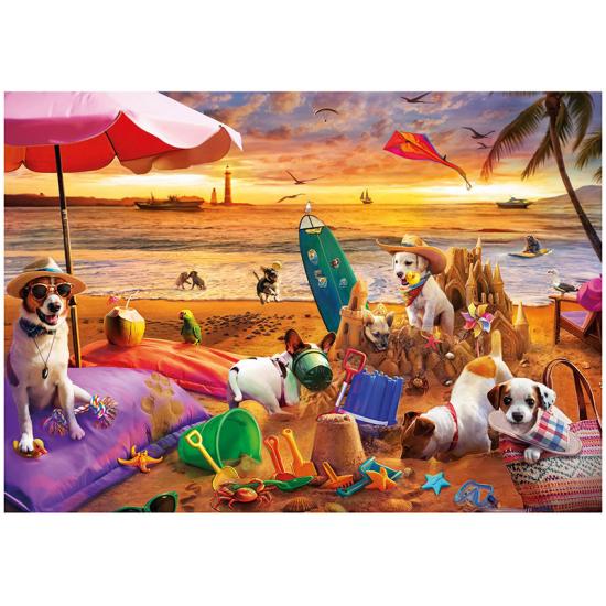 Puzzle Educa Cães Brincando na Praia 1000 Peças