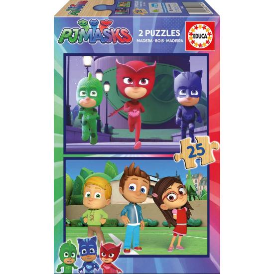 Puzzle Educa PJ Masks 2 x 25 Peças Madeira