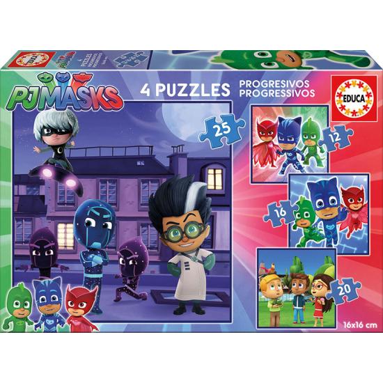 Puzzle progressivo Educa PJ Masks 12+16+20+25 peças Puzzle progressivo Educa PJ Masks 12+16+20+25 peças