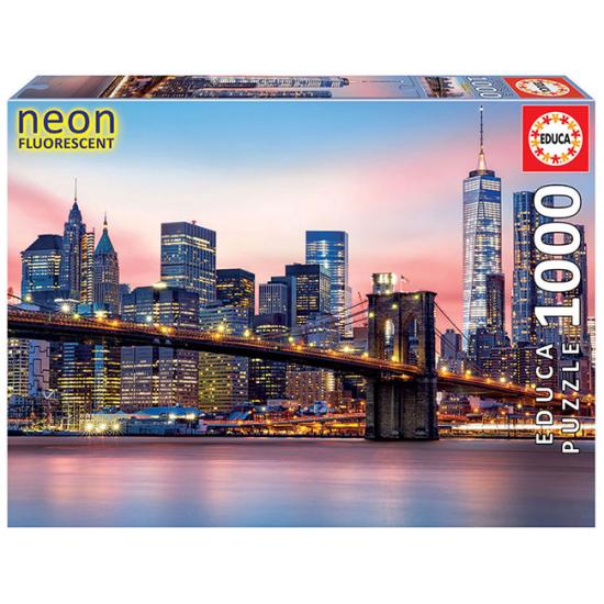 Puzzle Educa Ponte do Brooklyn Efeito Neon 1000 Peças