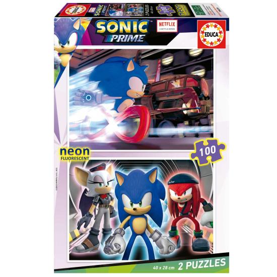Puzzle Educa Sonic Prime Neón de 2 x 100 peças