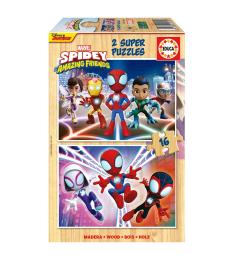 Puzzle Educa Spidey and Amazing Friends de 2x16 Pçs Madeira