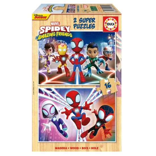 Puzzle Educa Spidey and Amazing Friends de 2x16 Pçs Madeira