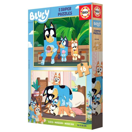 Puzzle Educa Bluey de 2x16 Pçs Madeira Puzzle Educa Bluey de 2x16 Pçs Madeira