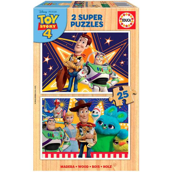 Puzzle Educa Toy Story 4 de 2 x 25 peças de madeira