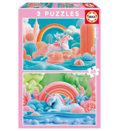 Puzzle Educa Unicornios Mágicos de 2 x 48 Peças