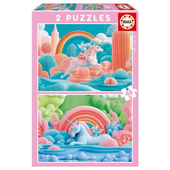 Puzzle Educa Unicornios Mágicos de 2 x 48 Peças