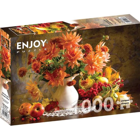 Puzzle Enjoy a natureza morta com dálias laranja 1000