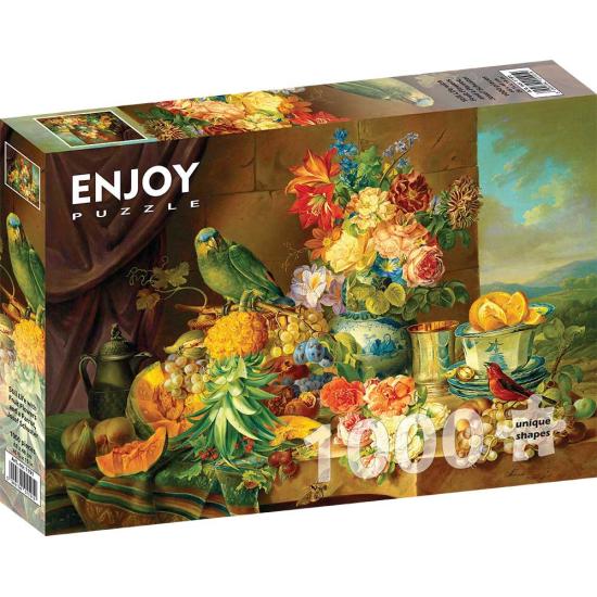Puzzle Enjoy a natureza morta com flores, frutas e pa Puzzle Enjoy a natureza morta com flores, frutas e pa