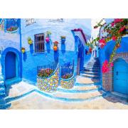 Puzzle Enjoy da Rua Turquesa em Chefchaouen, Marrocos de 1000