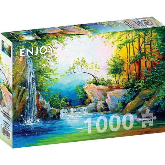 Puzzle Enjoy No Bosque Perto Da Cachoeira de 1000 Peças
