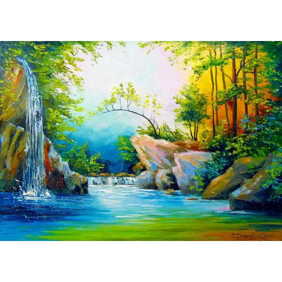 Puzzle Enjoy No Bosque Perto Da Cachoeira de 1000 Peças