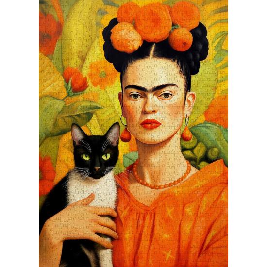 Puzzle Enjoy Frida Kahlo E Seu Gato de 1000 peças