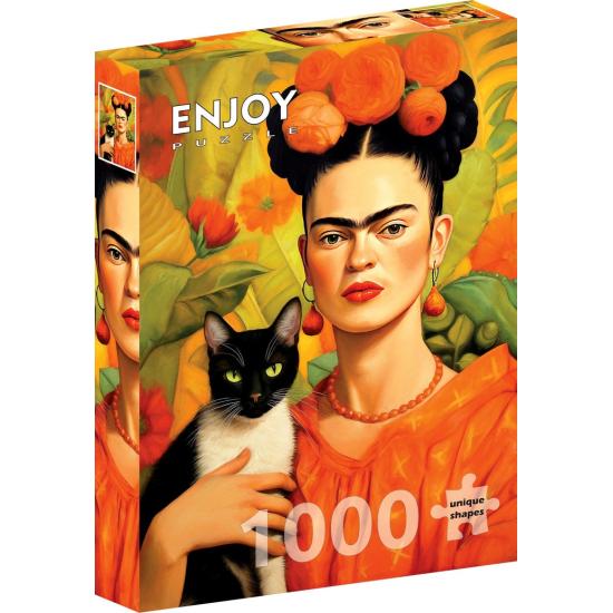 Puzzle Enjoy Frida Kahlo E Seu Gato de 1000 peças