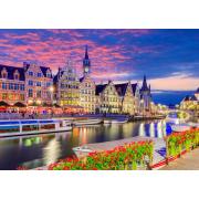 Puzzle Enjoy Ghent em Crepúsculo, Bélgica de 1000 Peças