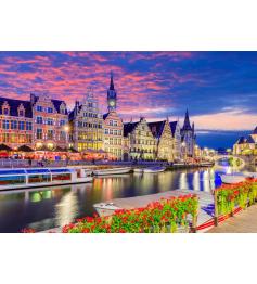 Puzzle Enjoy Ghent em Crepúsculo, Bélgica de 1000 Peças