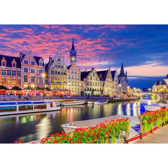 Puzzle Enjoy Ghent em Crepúsculo, Bélgica de 1000 Peças Puzzle Enjoy Ghent em Crepúsculo, Bélgica de 1000 Peças