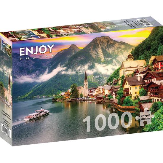 Puzzle Enjoy Hallstatt ao pôr do Sol, Áustria de 1000 Peças