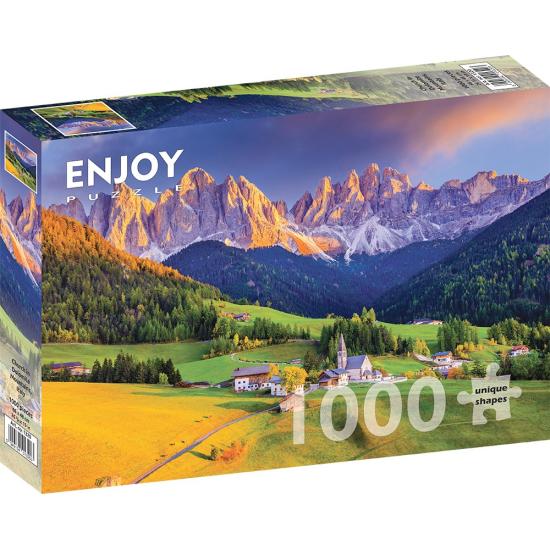 Puzzle Enjoy da Igreja nas Montanhas Dolomitas de 1000