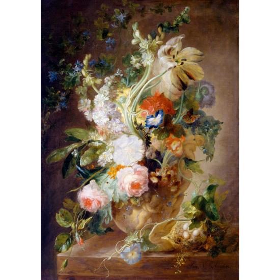 Puzzle Enjoy de vaso com flores e ninho de 1000 peças