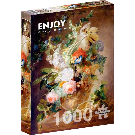 Puzzle Enjoy de vaso com flores e ninho de 1000 peças