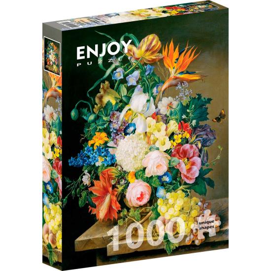 Puzzle Enjoy Vaso com Flores e Uvas 1000 Peças Puzzle Enjoy Vaso com Flores e Uvas 1000 Peças