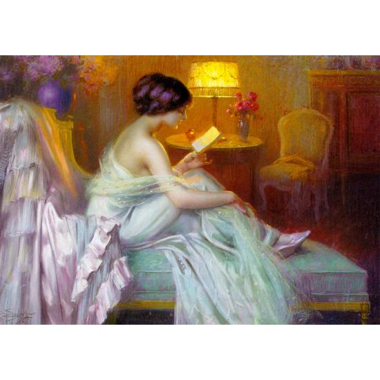 Puzzle Enjoy lendo à luz da lâmpada de 1000 Pzs Puzzle Enjoy lendo à luz da lâmpada de 1000 Pzs