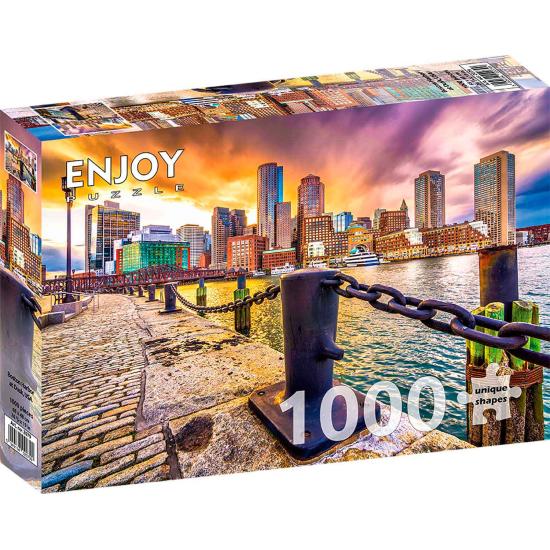 Puzzle Enjoy Porto de Boston ao Anoitecer EUA de 1000 Peças