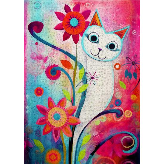 Puzzle Enjoy Um Gato Branco Feliz de 1000 peças