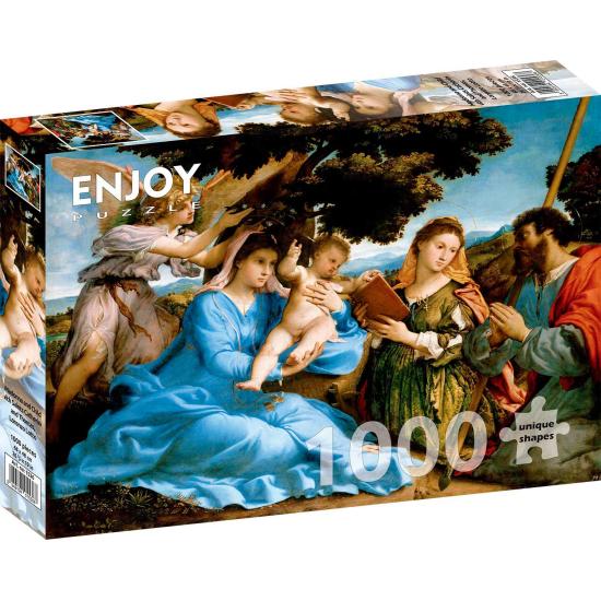 Puzzle Enjoy da Virgem e do Menino com Santos de 1000 Pzs