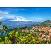 Puzzle Enjoy Vulcão Etna e Taormina, Sicília de 1000 Peças