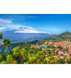 Puzzle Enjoy Vulcão Etna e Taormina, Sicília de 1000 Peças